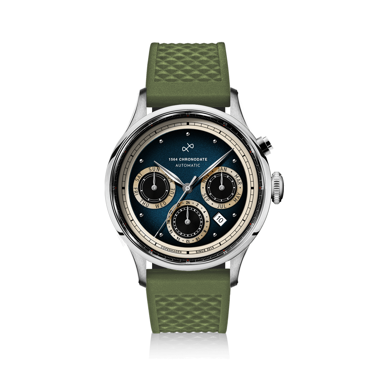 1564 Chronodate Automatic, Steel / Blue