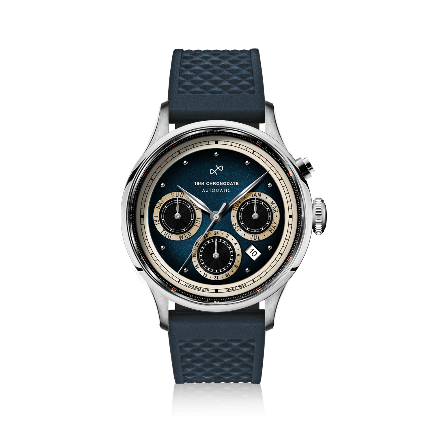 1564 Chronodate Automatic, Steel / Blue