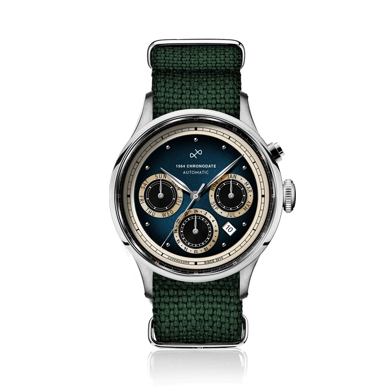 1564 Chronodate Automatic, Steel / Blue