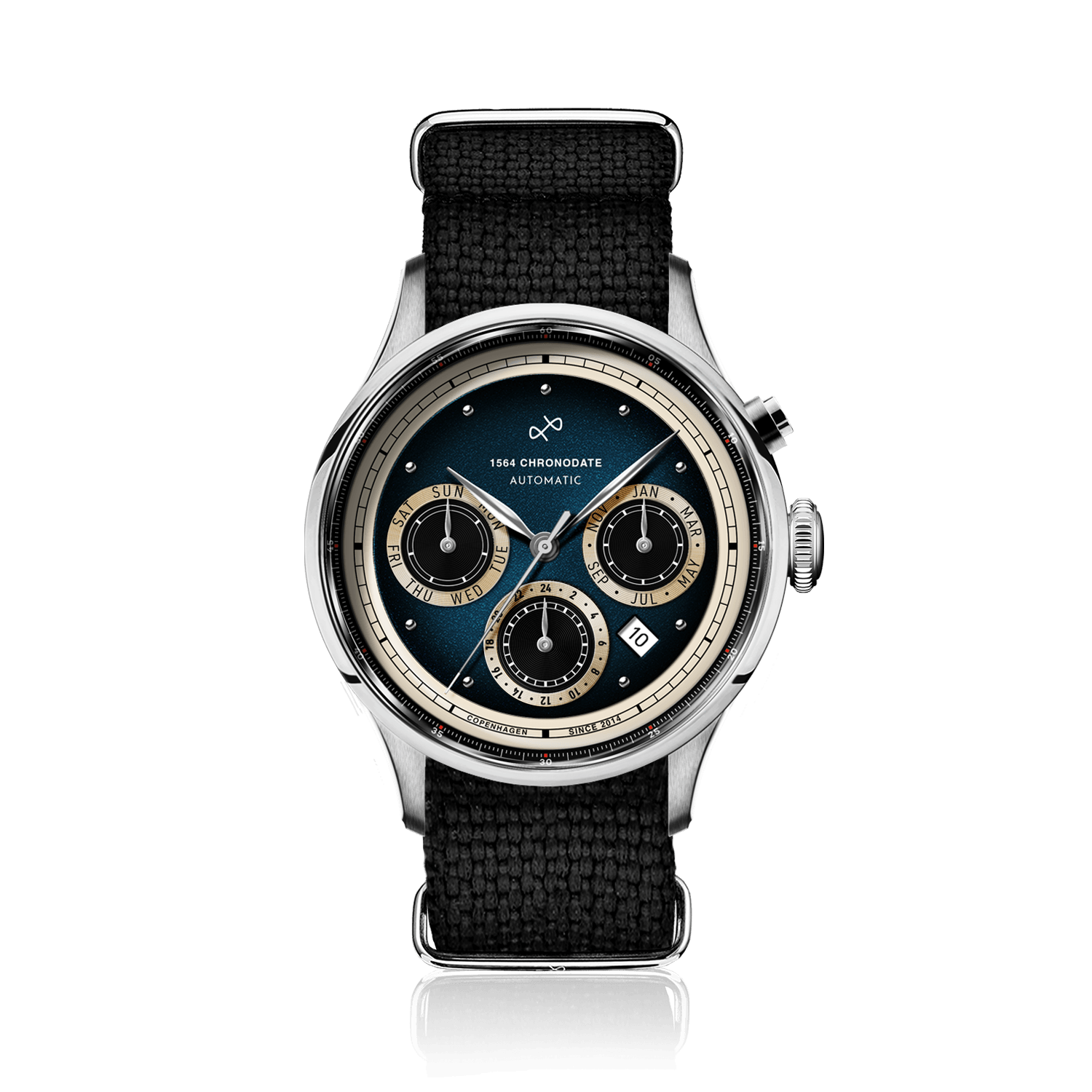 1564 Chronodate Automatic, Steel / Blue
