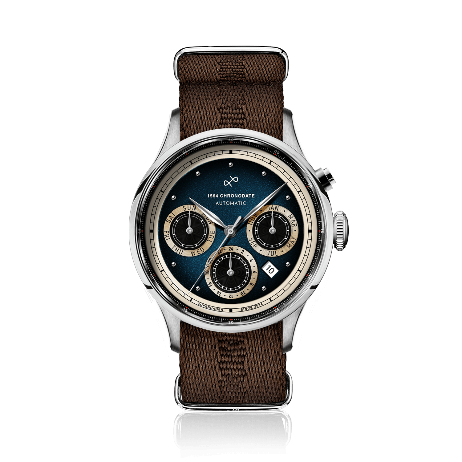 1564 Chronodate Automatic, Steel / Blue