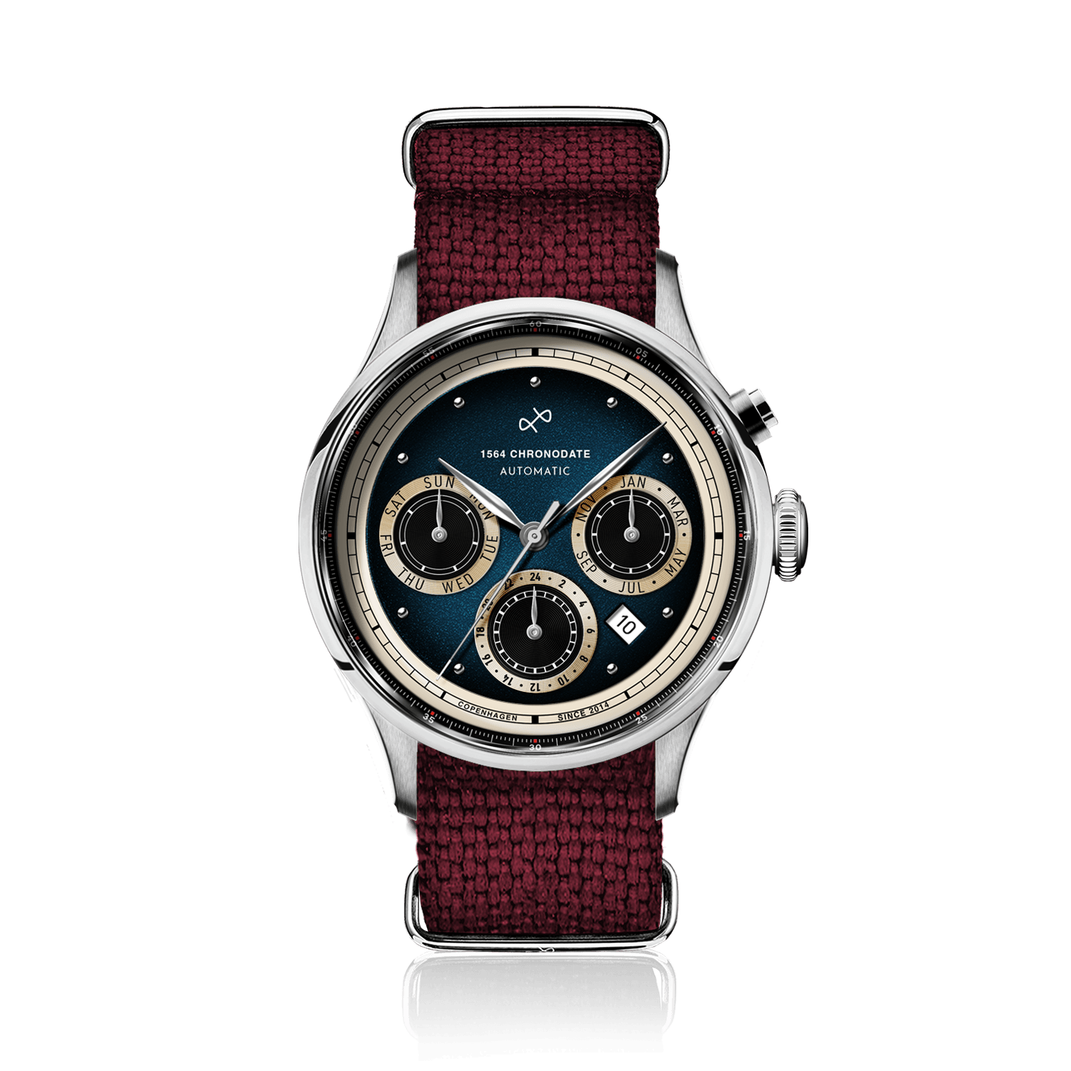 1564 Chronodate Automatic, Steel / Blue