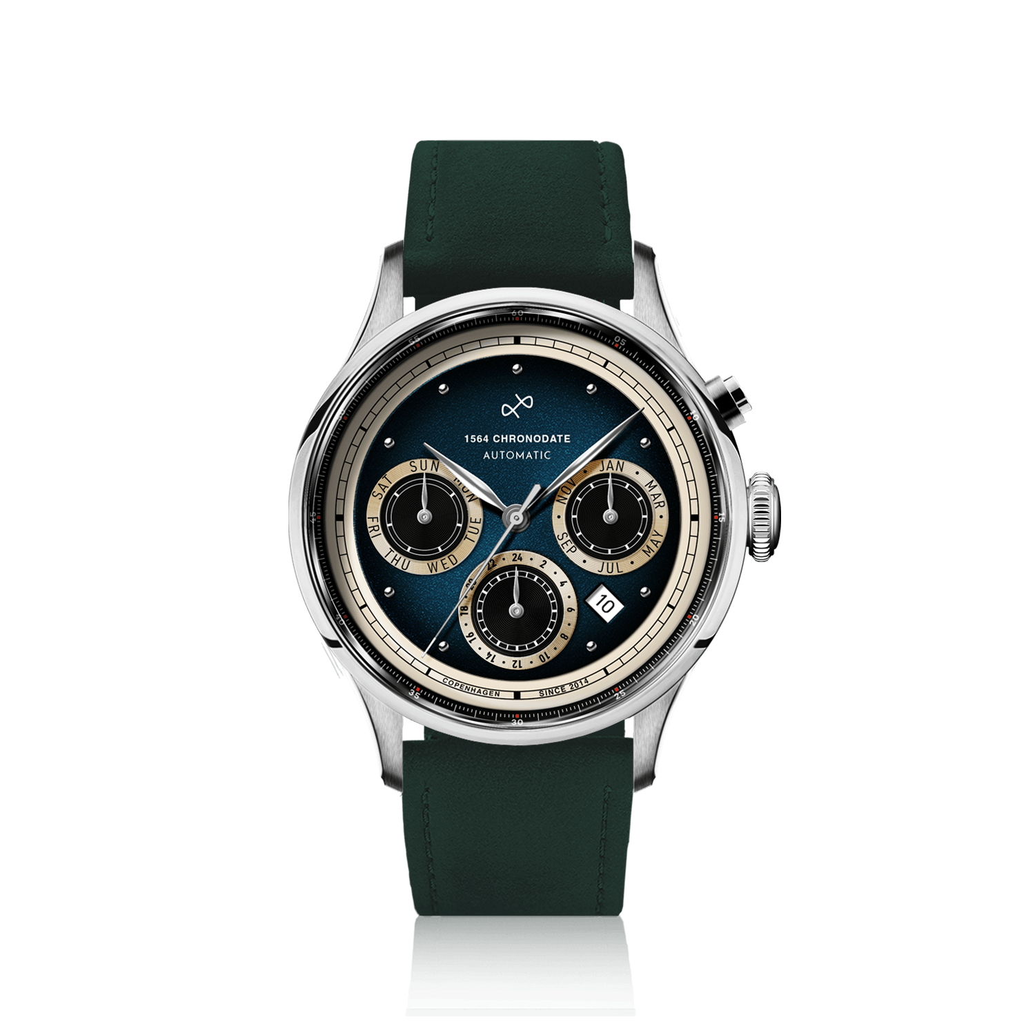 1564 Chronodate Automatic, Steel / Blue