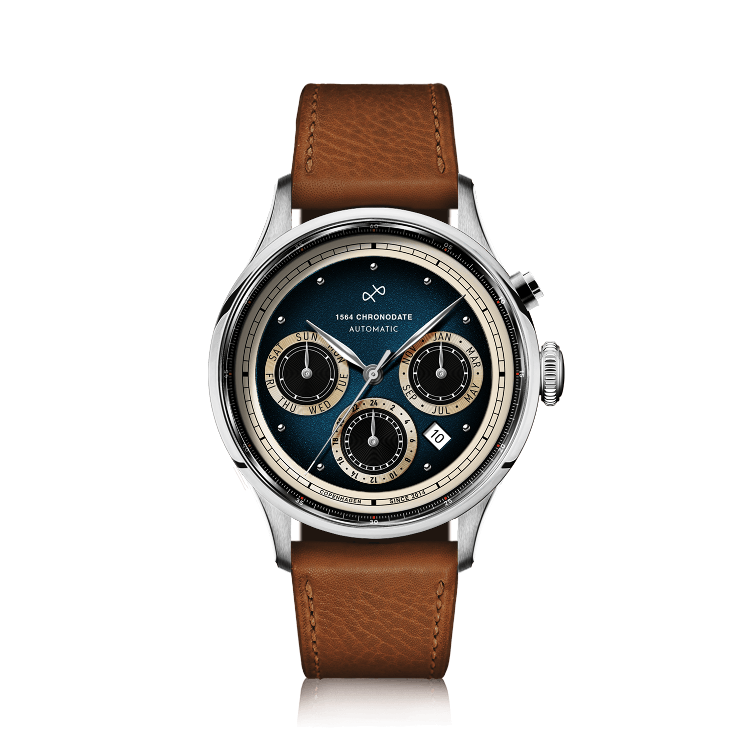 1564 Chronodate Automatic, Steel / Blue