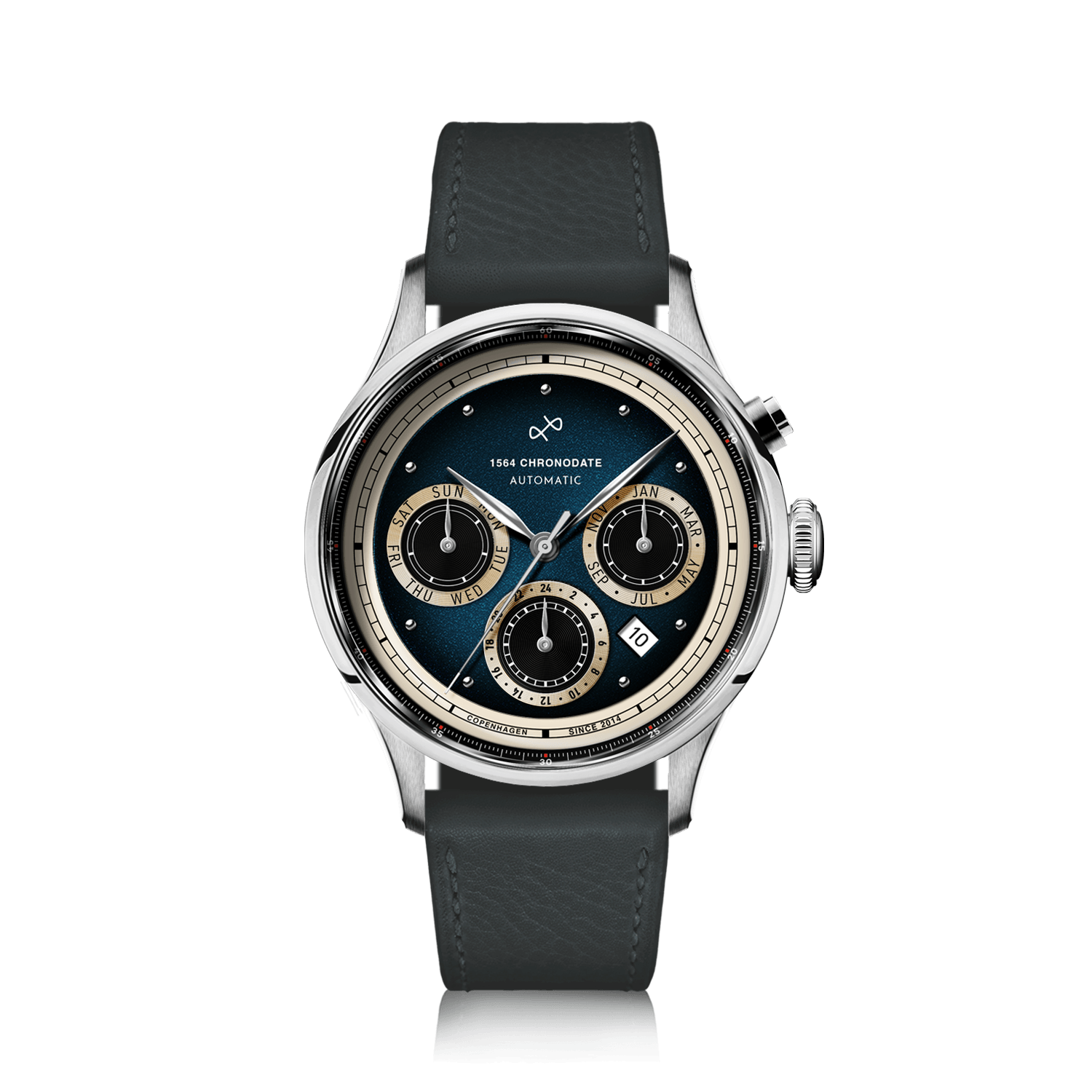 1564 Chronodate Automatic, Steel / Blue