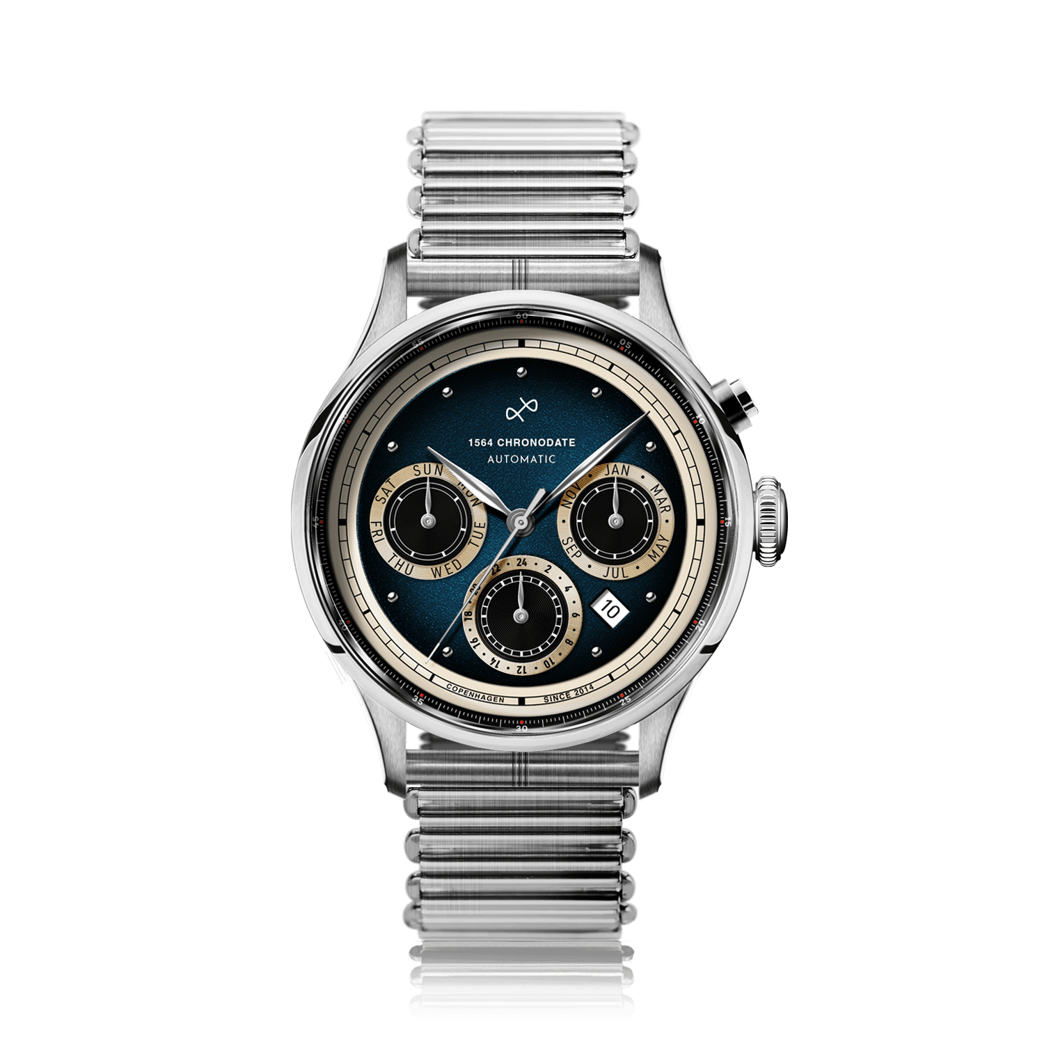 1564 Chronodate Automatic, Steel / Blue