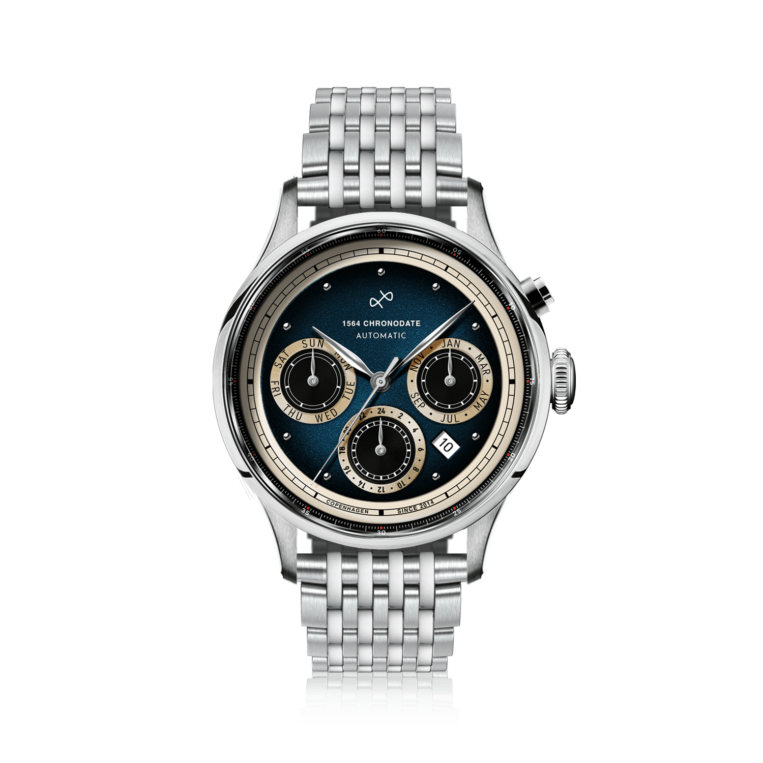 1564 Chronodate Automatic, Steel / Blue