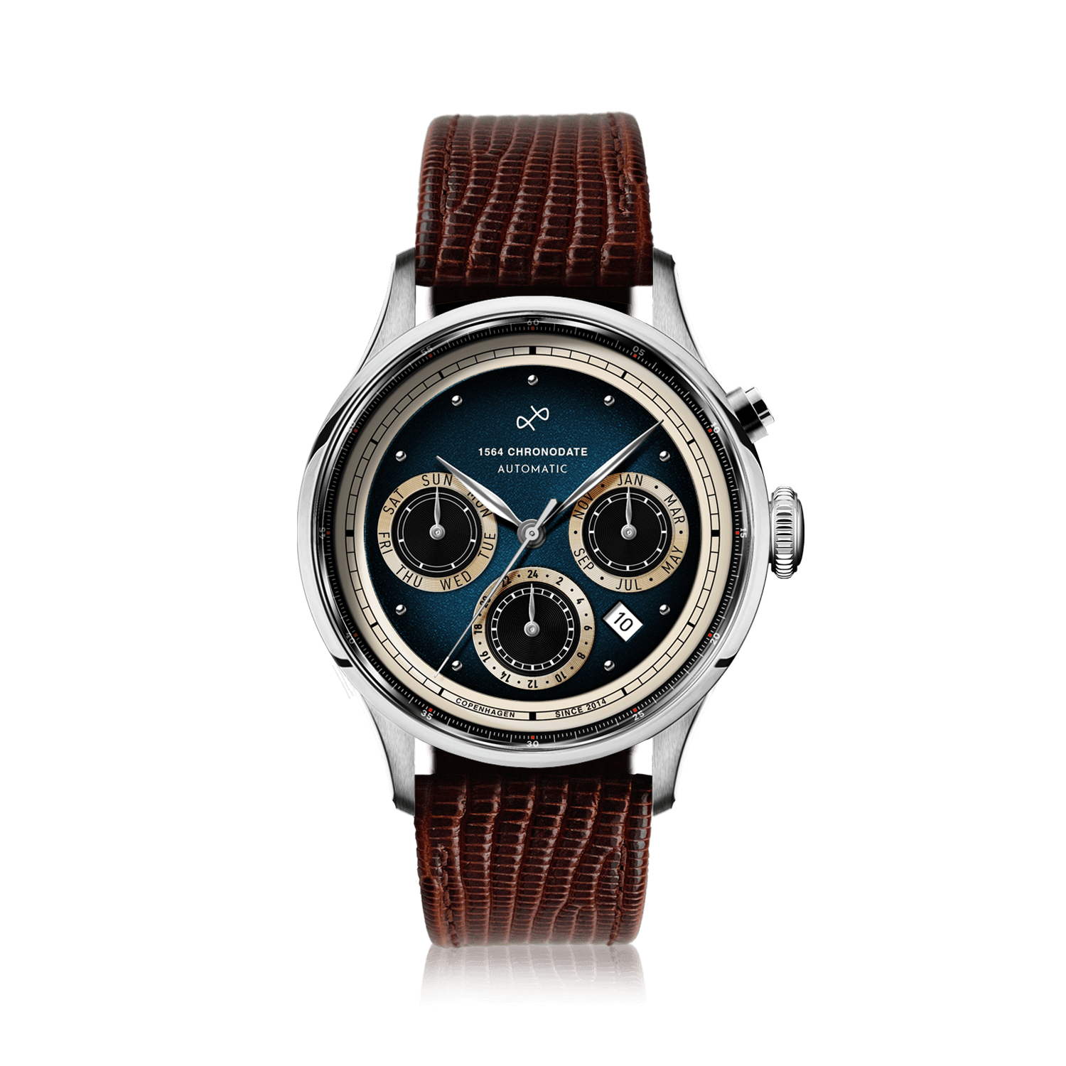 1564 Chronodate Automatic, Steel / Blue