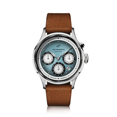 1564 Chronodate Automatique, Acier / Bleu Glacé & Blanc
