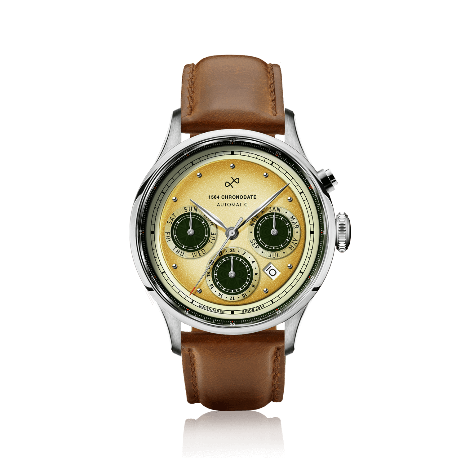 1564 Chronodate Automatic, Steel / Limoncello