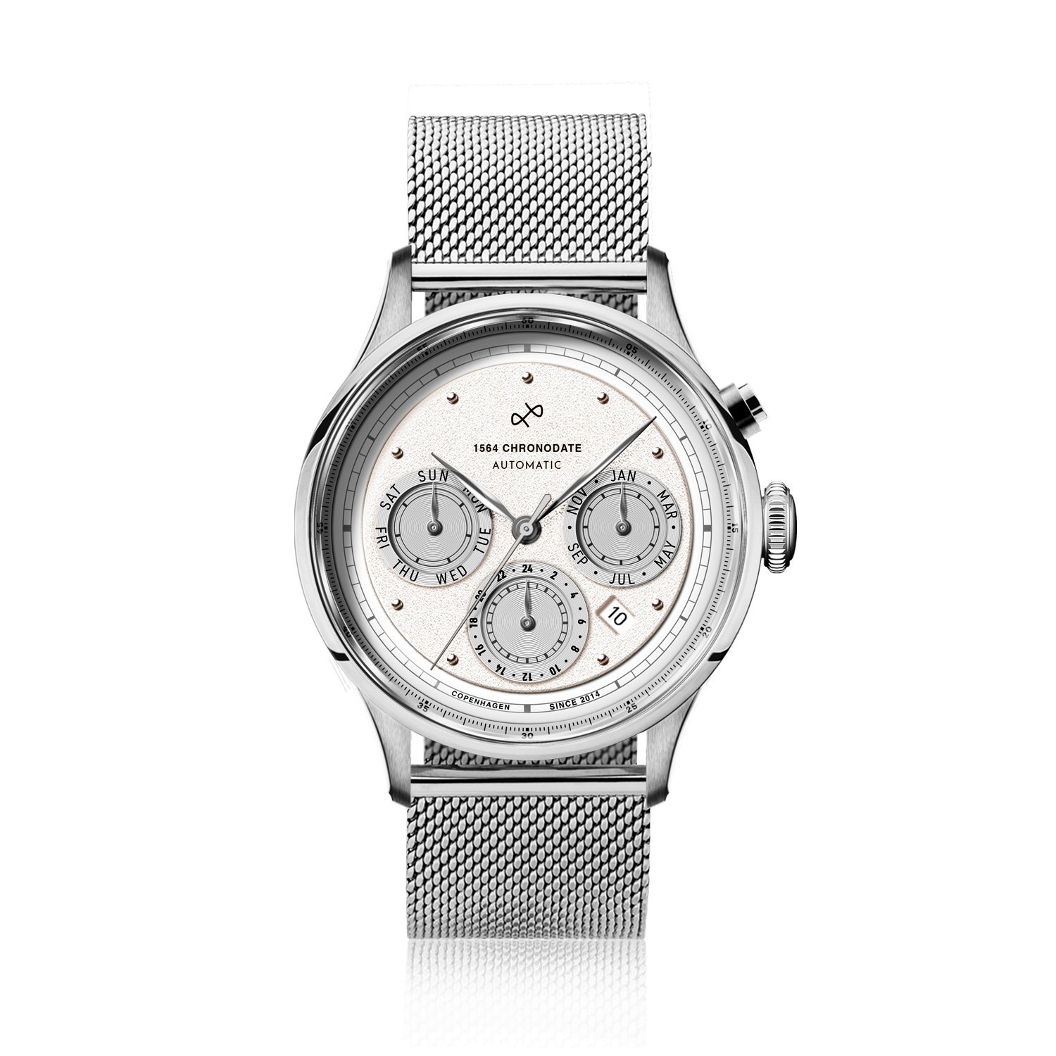 1564 Chronodate Automatic, Steel / White