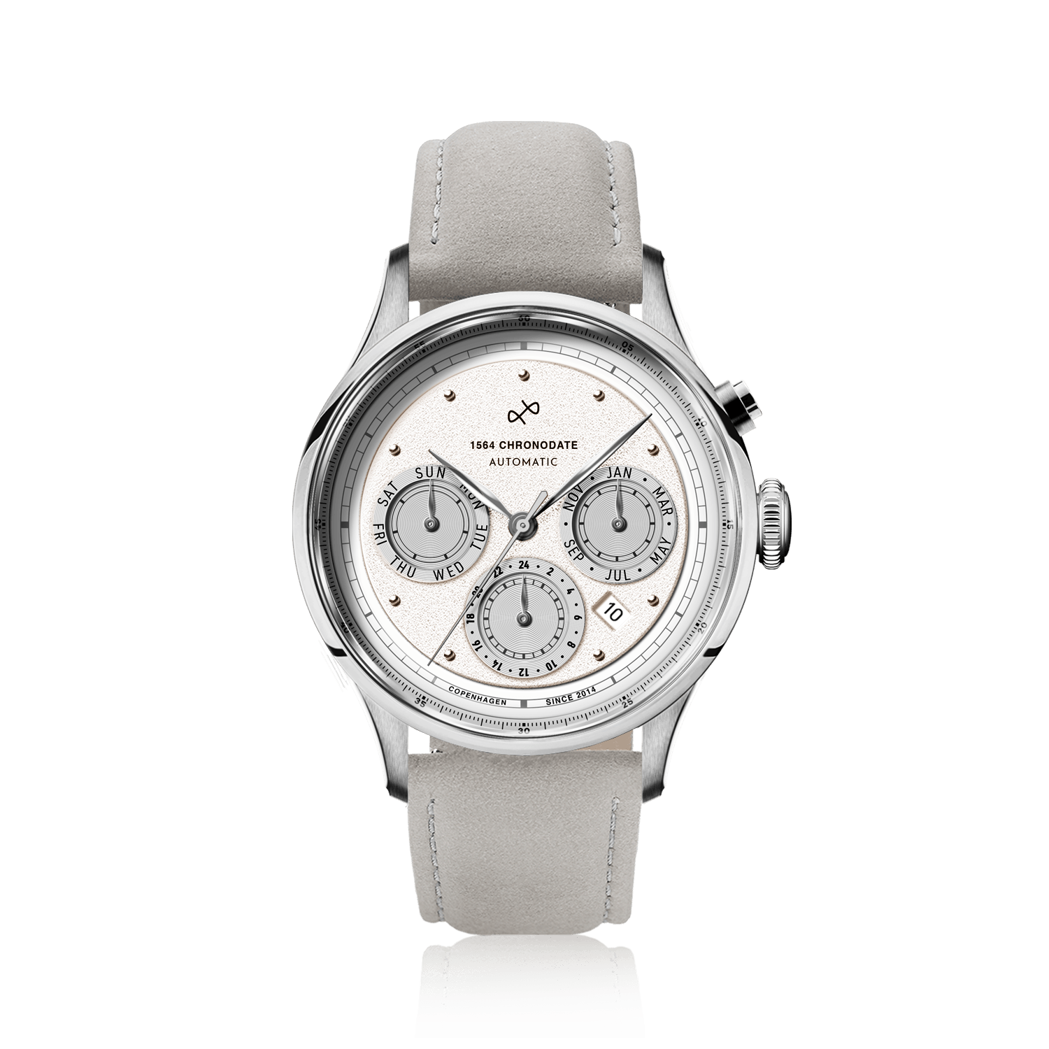 1564 Chronodate Automatic, Steel / White