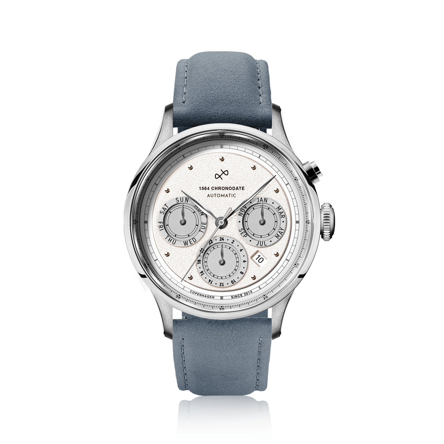 1564 Chronodate Automatic, Steel / White