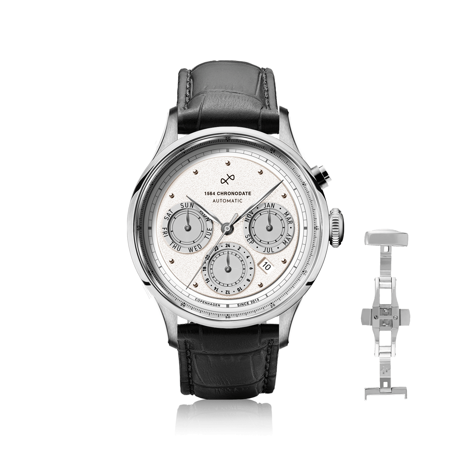 1564 Chronodate Automatic, Steel / White