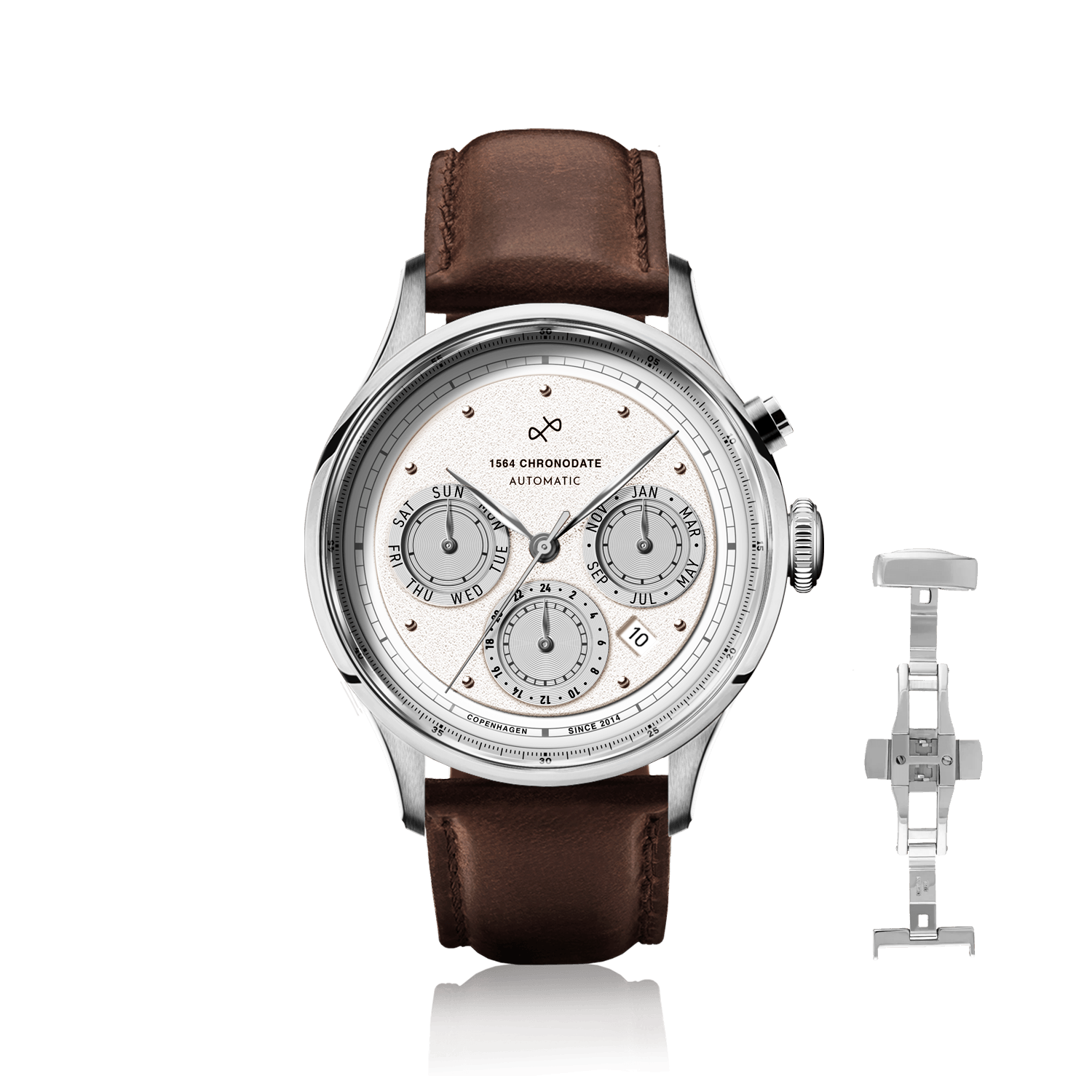 1564 Chronodate Automatic, Steel / White