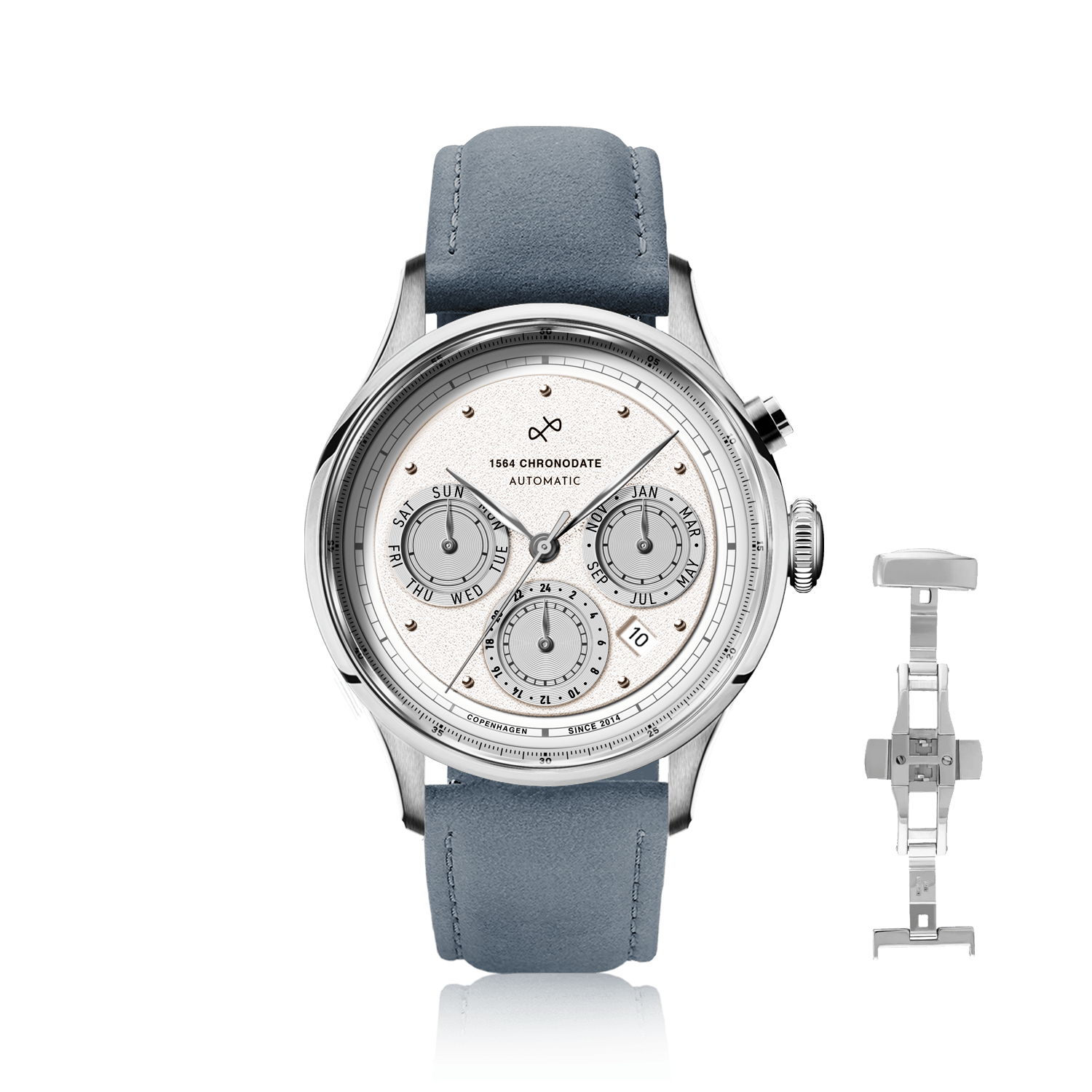 1564 Chronodate Automatic, Steel / White
