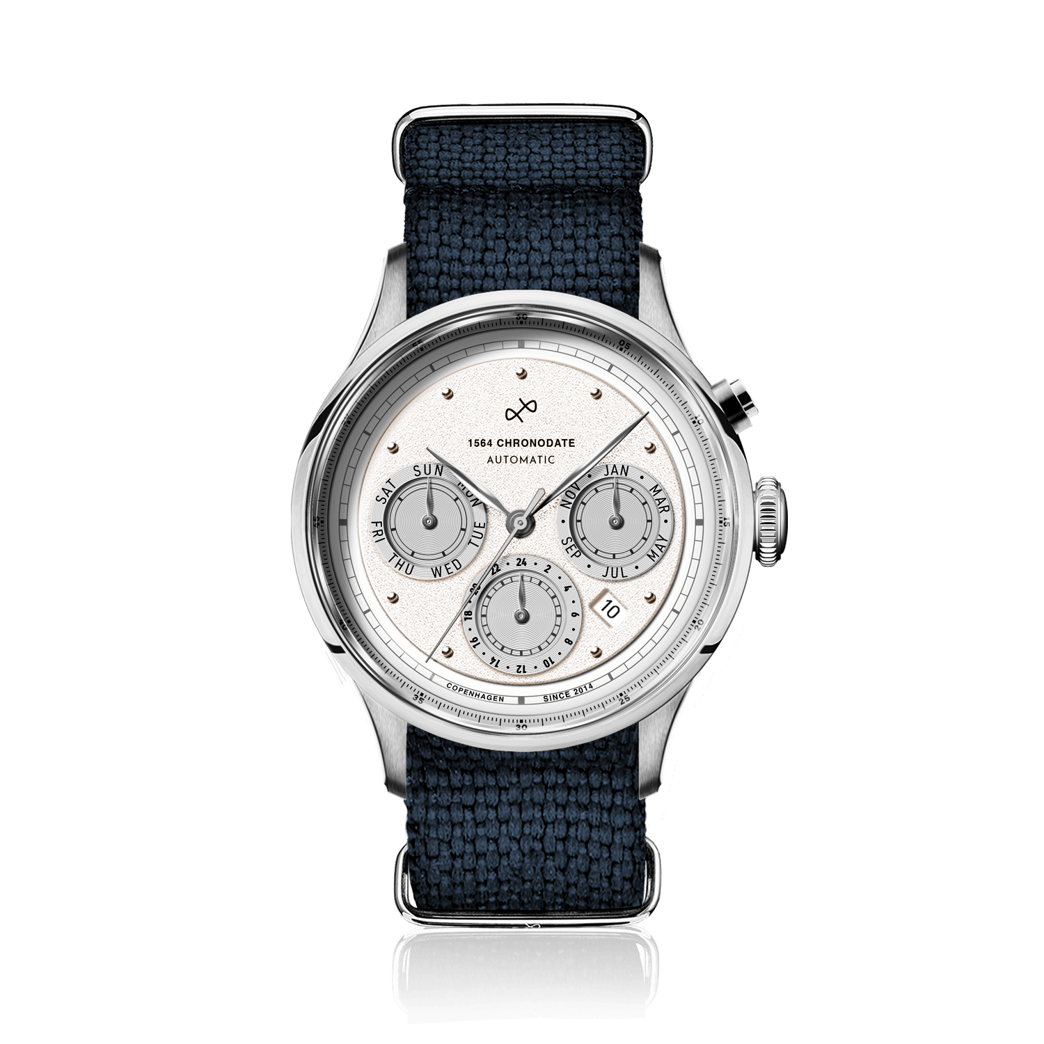 1564 Chronodate Automatic, Steel / White