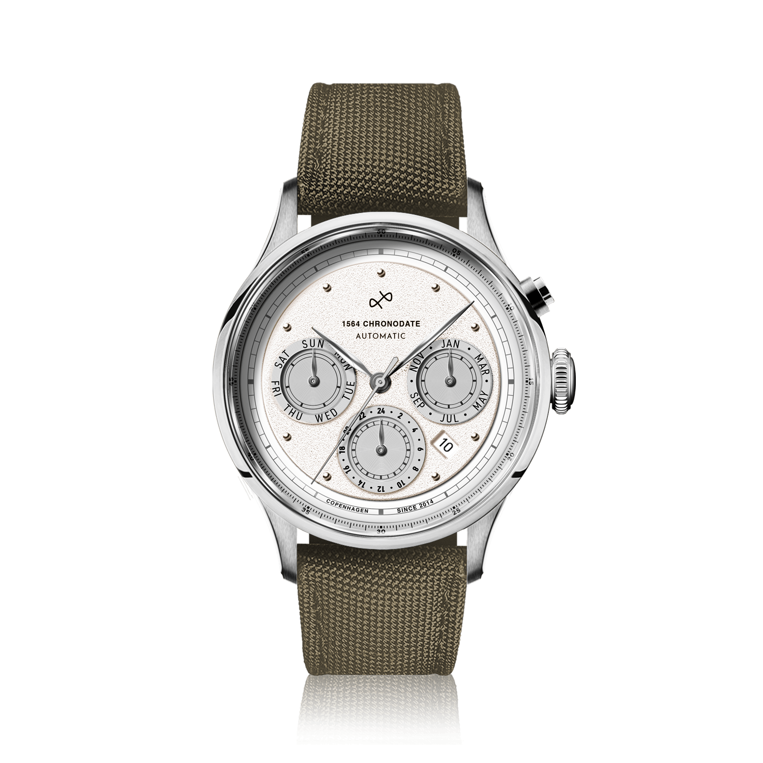 1564 Chronodate Automatic, Steel / White