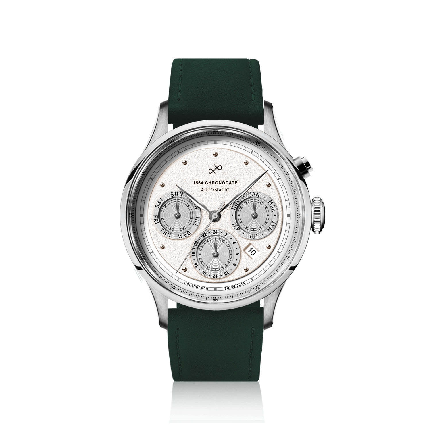 1564 Chronodate Automatic, Steel / White