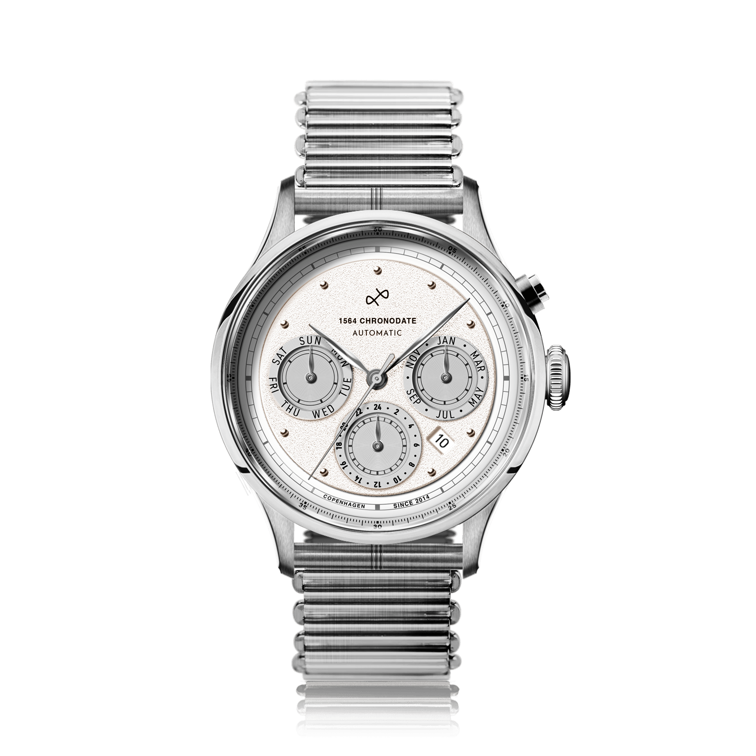 1564 Chronodate Automatic, Steel / White