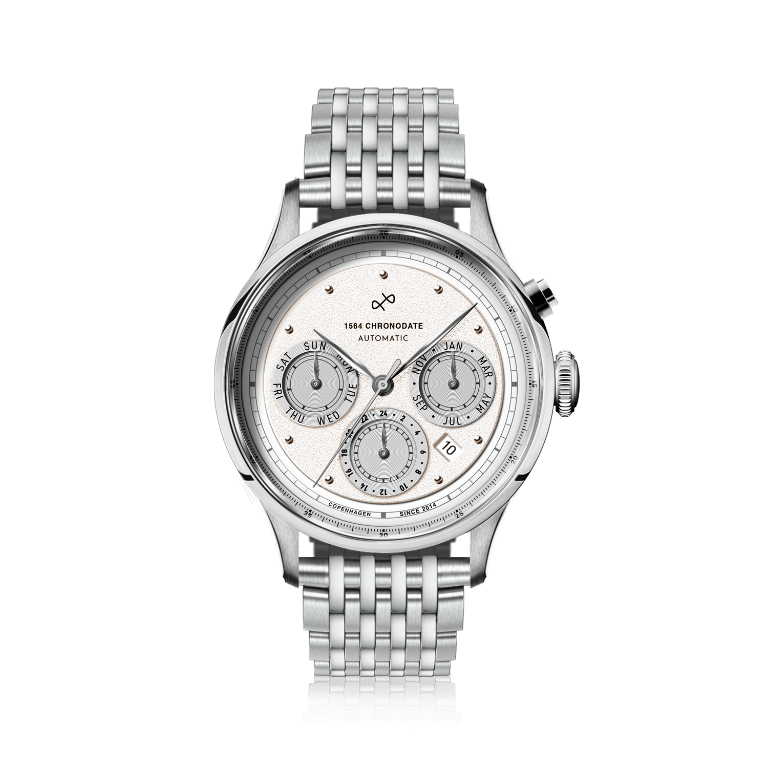 1564 Chronodate Automatic, Steel / White