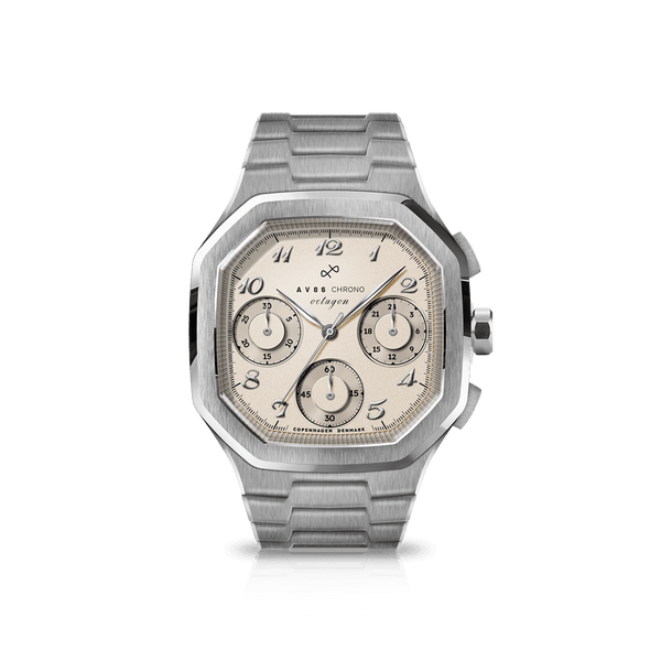 メンズ腕時計　AV86「1904 CHRONOGRAPH」美品 1904 Chrono、スチール / オフホワイト | 無料刻印 | AV86