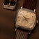 1954 Amalfi Mechanical by AV86 featured with cushion case, vintage-inspired dial, mechanical movement, and brown textured leather strap