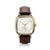 1954 Amalfi Mechanical by AV86 with polished gold cushion case, off-white dial, small seconds, sapphire crystal, brown leather strap