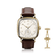 1954 Amalfi Mechanical by AV86 luxury dress watch with polished cushion case, vintage off-white dial, small seconds, leather strap, deployant clasp