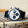 1960 Racing Chronograph, Steel / Navy & White