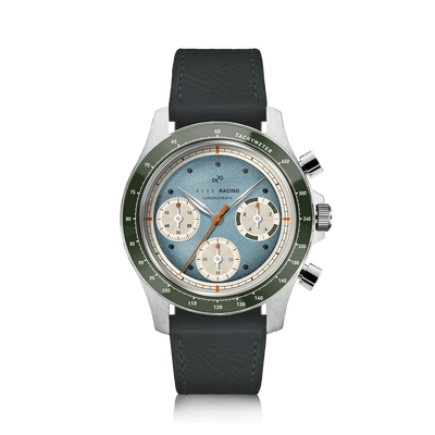 Chronographe Racing 1960, Acier / Bleu ciel & Vert