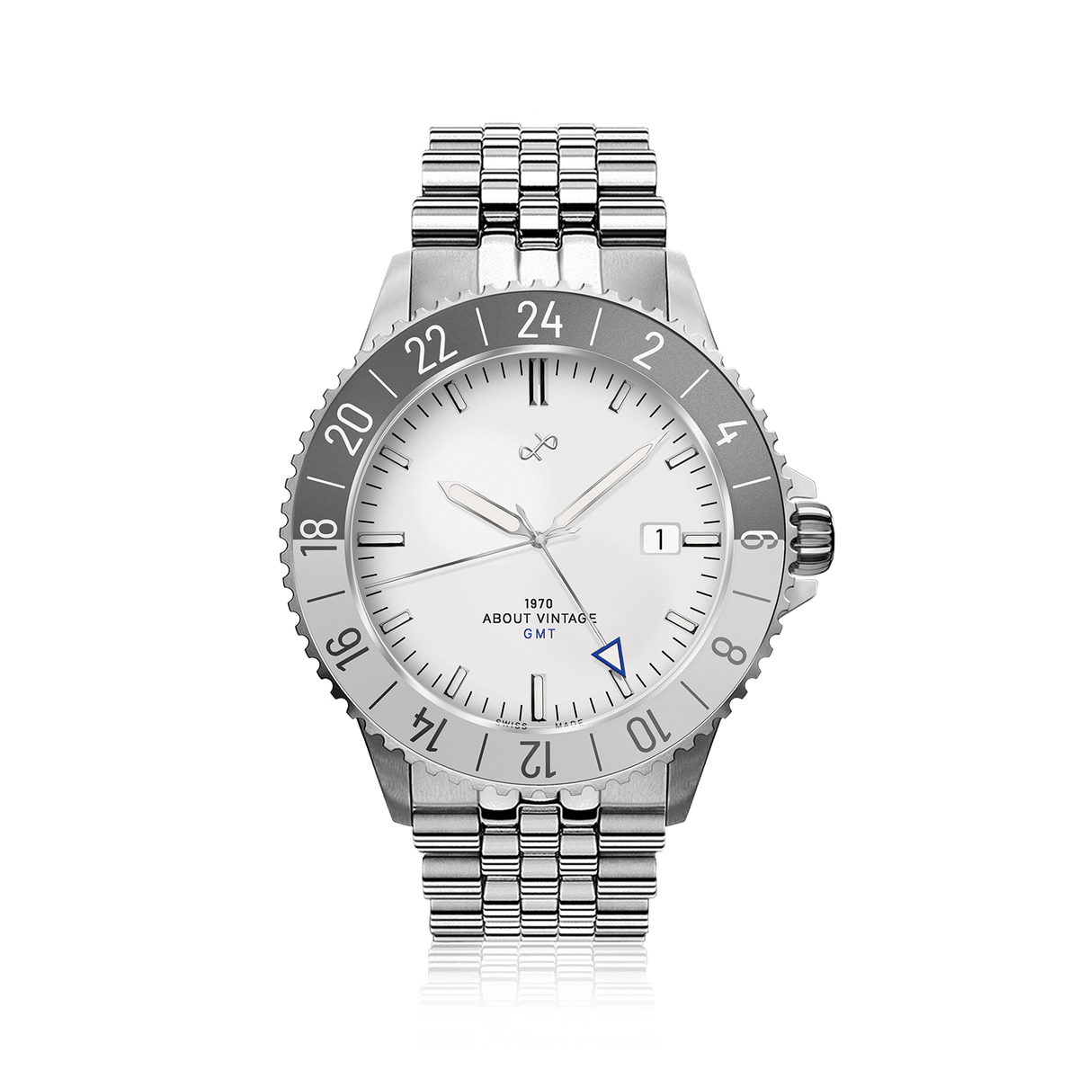 1970 Glacier GMT オートマチック、スティール / ホワイト - スイス製 