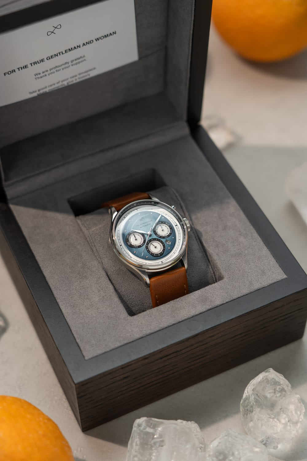 1564 Chronodate Automatic, Steel / Ice Blue & White | Free