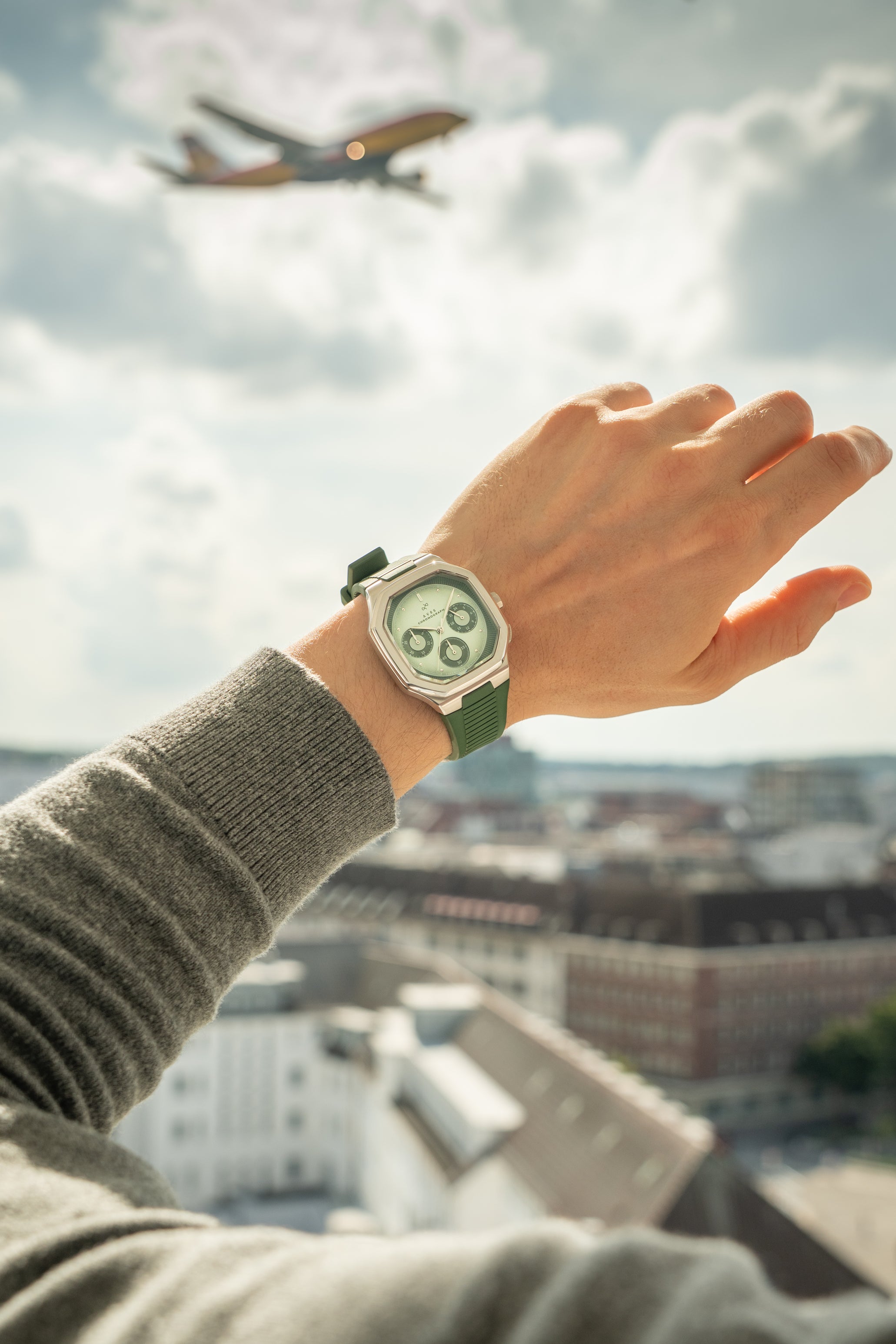1904 Chronograph, Steel / Light & Dark Green | 無料刻印 | AV86