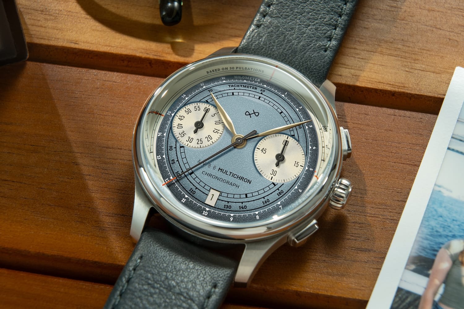 1934 Multichron, Steel / Sky Blue | Free engraving | AV86