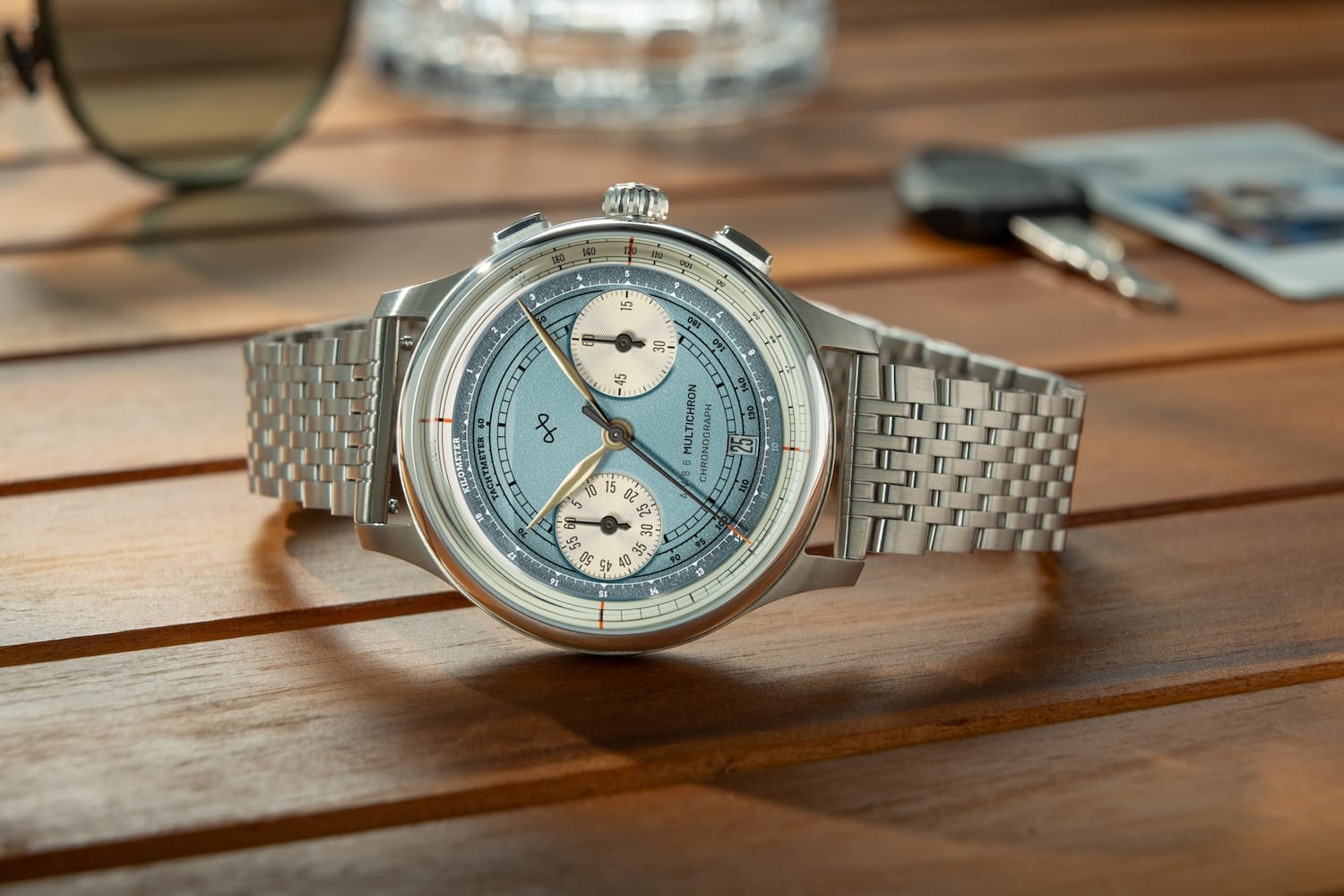 1934 Multichron, Steel / Sky Blue | Free engraving | AV86