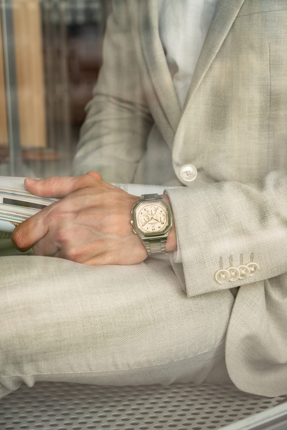 1904 Chronograph, Steel / Off White | 無料刻印サービス・無料配送