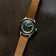 1956 Marine Automatic, Steel / Green with green dial, steel case, and brown leather strap by AV86, vintage-inspired luxury timepiece