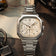The 1904 Chrono, Steel / Off White by AV86 features a polished octagonal steel case with a classic chronograph dial, elegant Arabic numerals, and a brushed steel link bracelet, exuding refined Nordic minimalism in a vintage-inspired luxury timepiece.