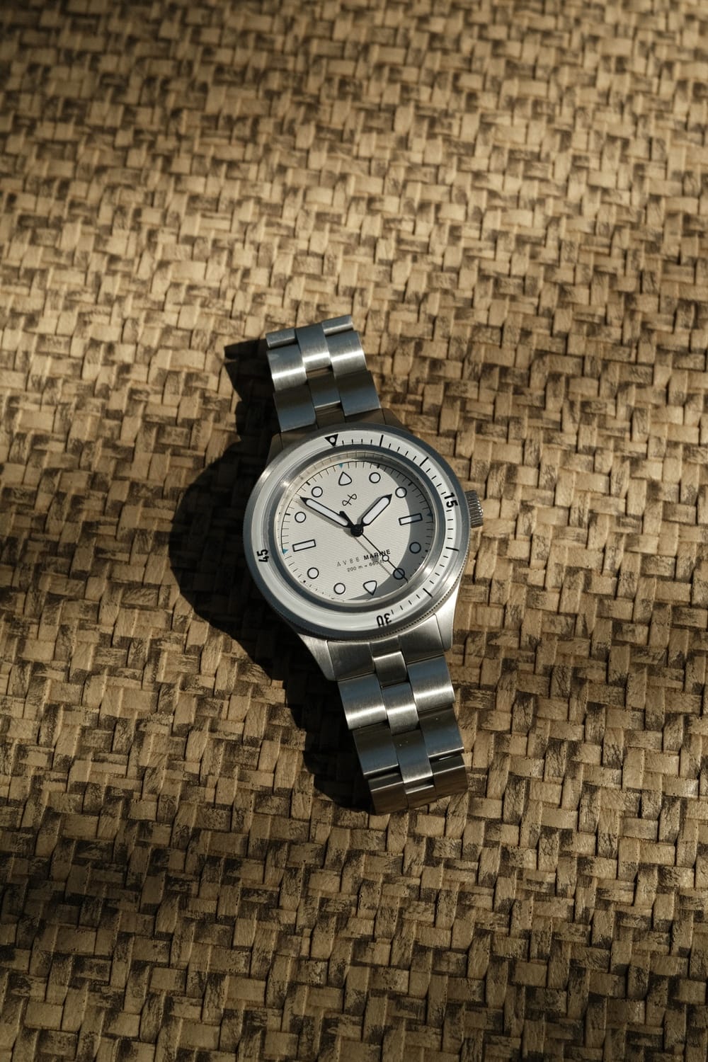 1956 Marine by AV86 luxury diver watch with vintage-inspired dial, sapphire crystal, unidirectional bezel, and robust metal bracelet strap