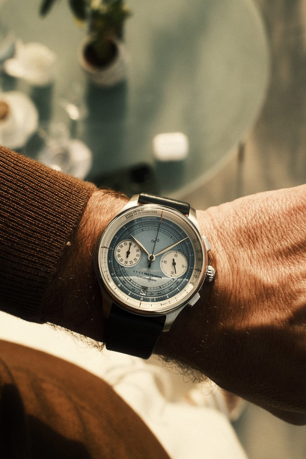 1934 Multichron, Steel / Sky Blue | Free engraving | AV86