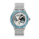Modèle Earthrise WWF Partnership, Automatique / Édition 2026 par AV86, bracelet en maille d'acier inoxydable avec cadran sur le thème de la Terre et lunette bleue.