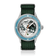Partenariat Earthrise WWF, modèle Automatique / Édition 2026 par AV86, avec bracelet tissé vert et cadran orné d'un motif représentant la Terre sous une lunette bleue.