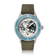 Modèle Earthrise WWF Partnership, Automatique / Édition 2026 par AV86, avec lunette bleu ciel, cadran représentant la Terre et bracelet en Cordura vert olive résistant.