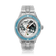 Modèle Earthrise WWF Partnership, Automatique / Édition 2026 par AV86, avec lunette bleu marine, cadran orné d'un motif représentant la Terre et bracelet en acier inoxydable.