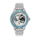 Modèle Earthrise WWF Partnership, édition Automatique / 2026 par AV86, avec bracelet en acier inoxydable, lunette bleu clair et cadran « Earth ».