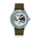 Modèle Earthrise WWF Partnership, Automatique / Édition 2026 par AV86, avec lunette bleu ciel, cadran représentant la Terre et bracelet en tissu vert olive recyclé.