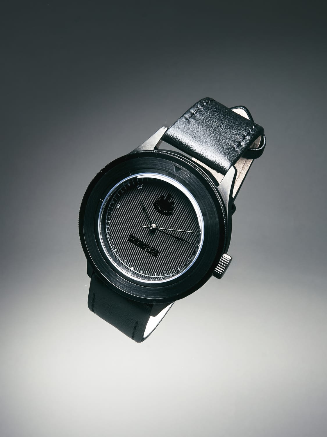 Official Newcastle United Memorabilia Watch, Carabao Cup winners 24 / 25 by AV86, featuring a minimalist black dial, sleek stainless steel case, and black leather strap in a refined, Scandinavian design.